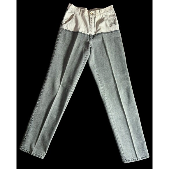 Vintage 80’s Blue Zone Two Tone Denim High Rise Jeans Size 30M Hongkong - Picture 1 of 12